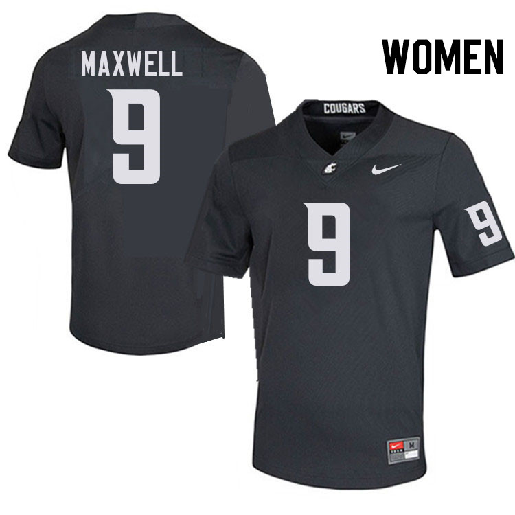 Women #9 Kyle Maxwell Washington State Cougars College Football Jerseys Stitched-Charcoal